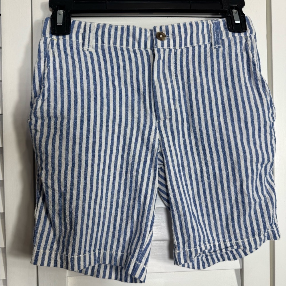 Mini Boden Blue & White Boys Seersucker Shorts w Adjustable Waist Size 10 Years - Picture 2 of 8